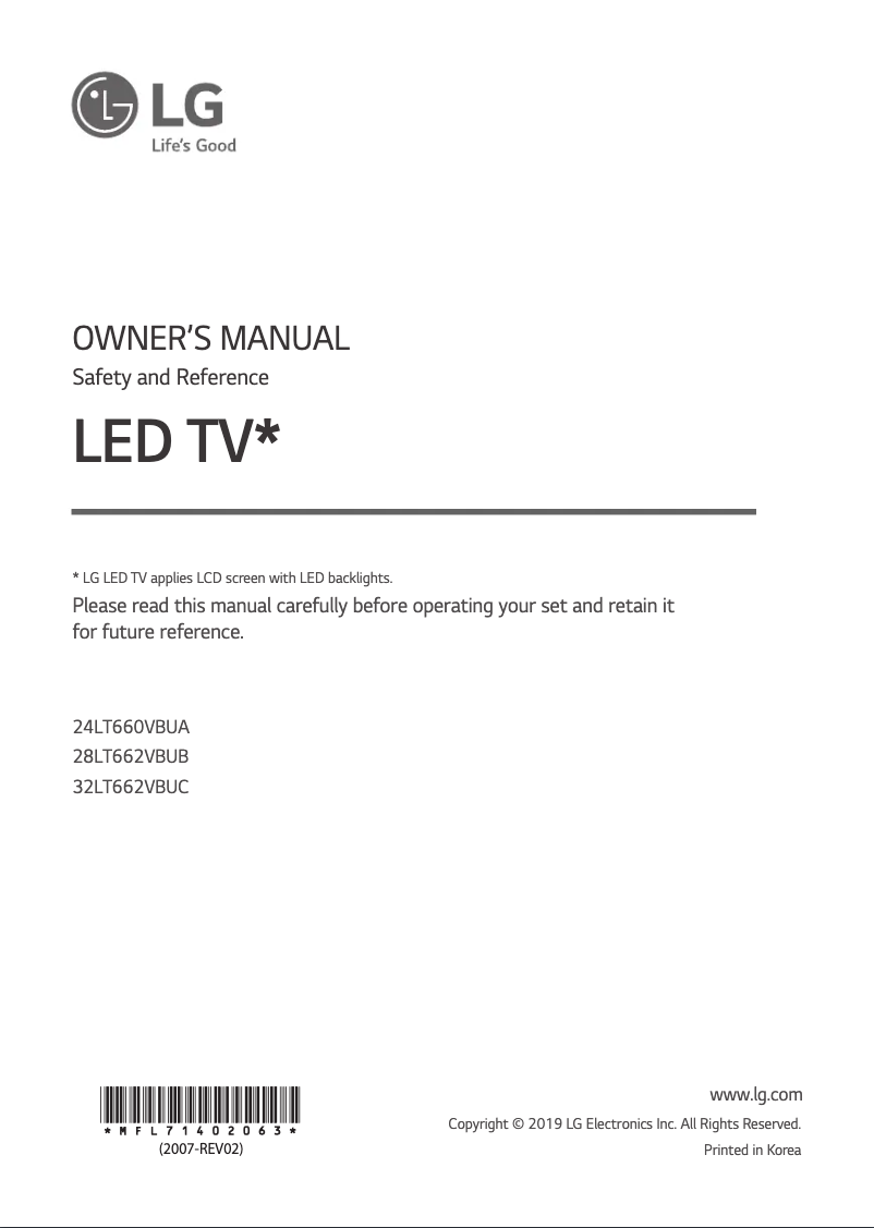 Imagen de la primera página del manual del dispositivo 28LT662VBUB