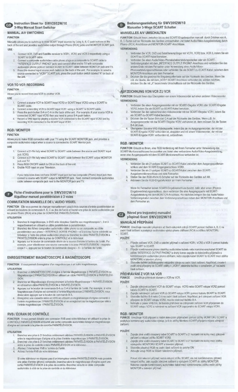 Page 1 de la notice Mode d'emploi Philips SWV2052W