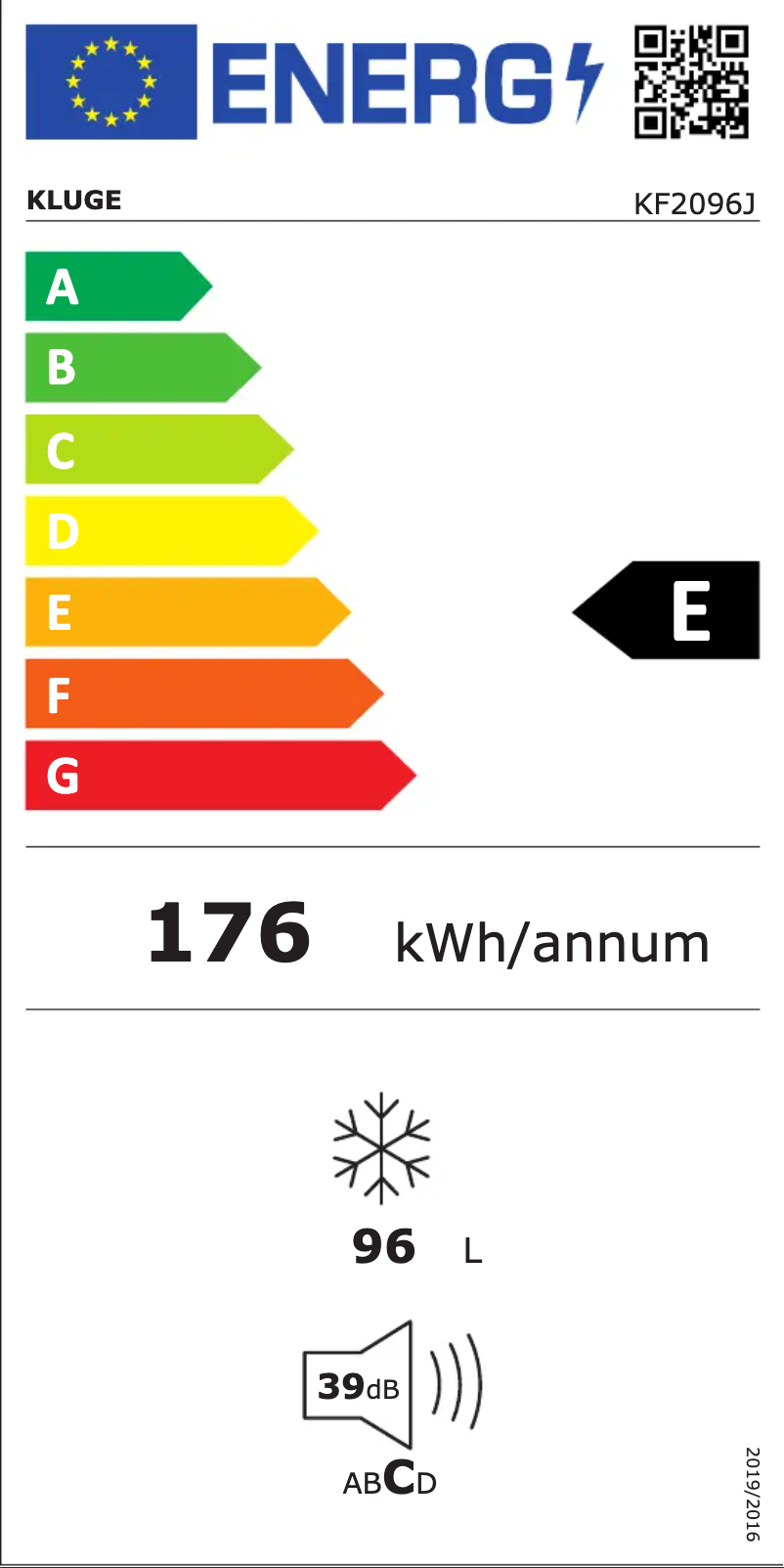 Page n°1 - Label énergétique Kluge KF2096J