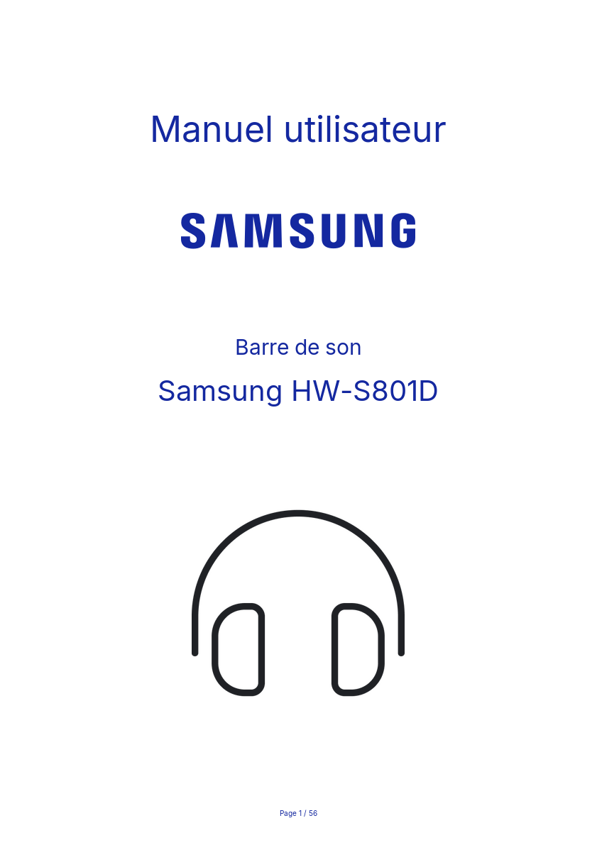 Page n°1 - Manuel utilisateur Samsung HW-S801D