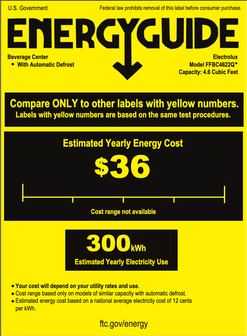 Page n°1 - Label énergétique Frigidaire FFBC4622QS