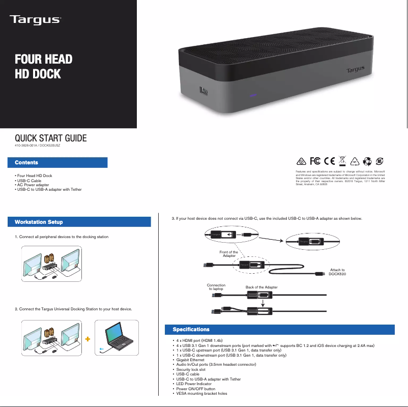 Image de la première page du manuel de l'appareil DOCK520