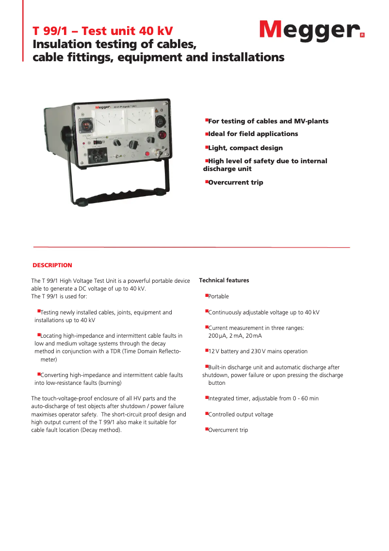 Image de la première page du manuel de l'appareil T99/1