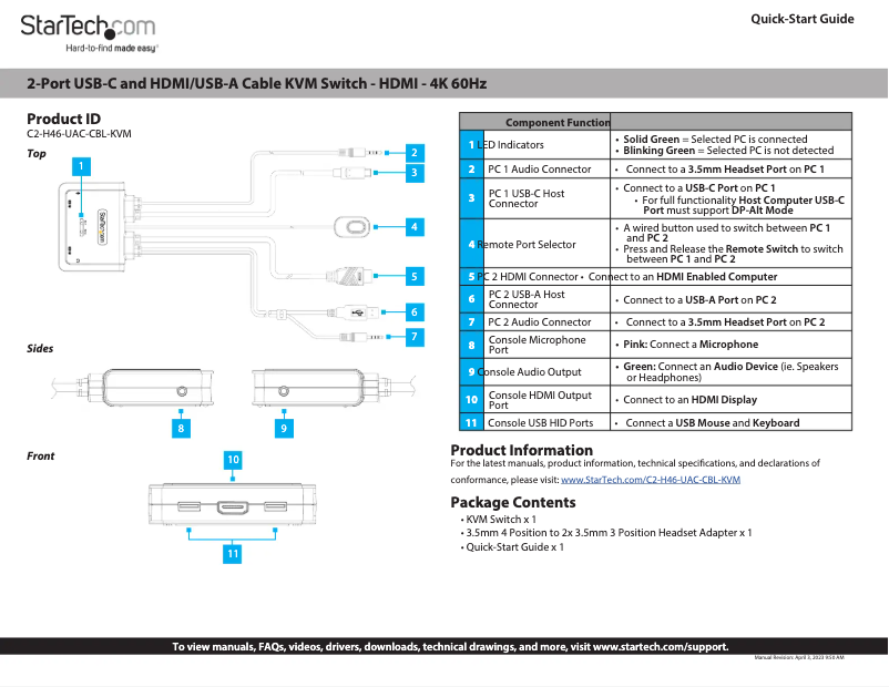 Image de la première page du manuel de l'appareil C2-H46-UAC-CBL-KVM