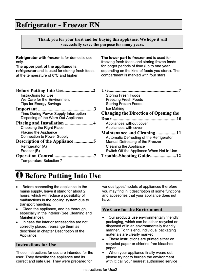 Page 1 de la notice Manuel utilisateur Gorenje RK 4200 W