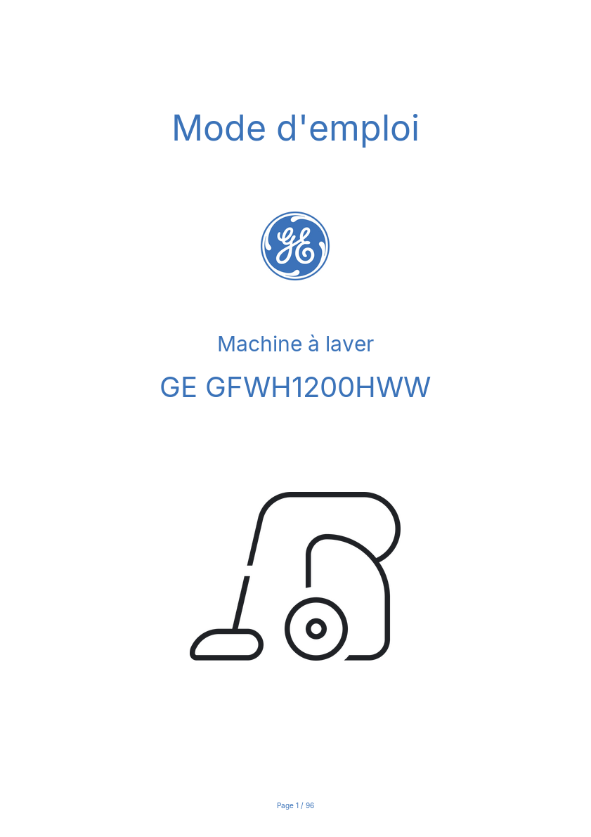 Page n°1 - Mode d'emploi GE GFWH1200HWW