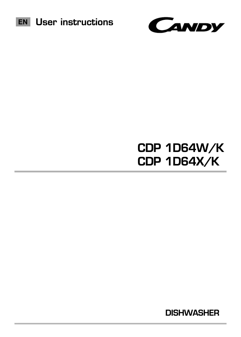 Page 1 de la notice Manuel utilisateur Candy CDP 1D64W/K