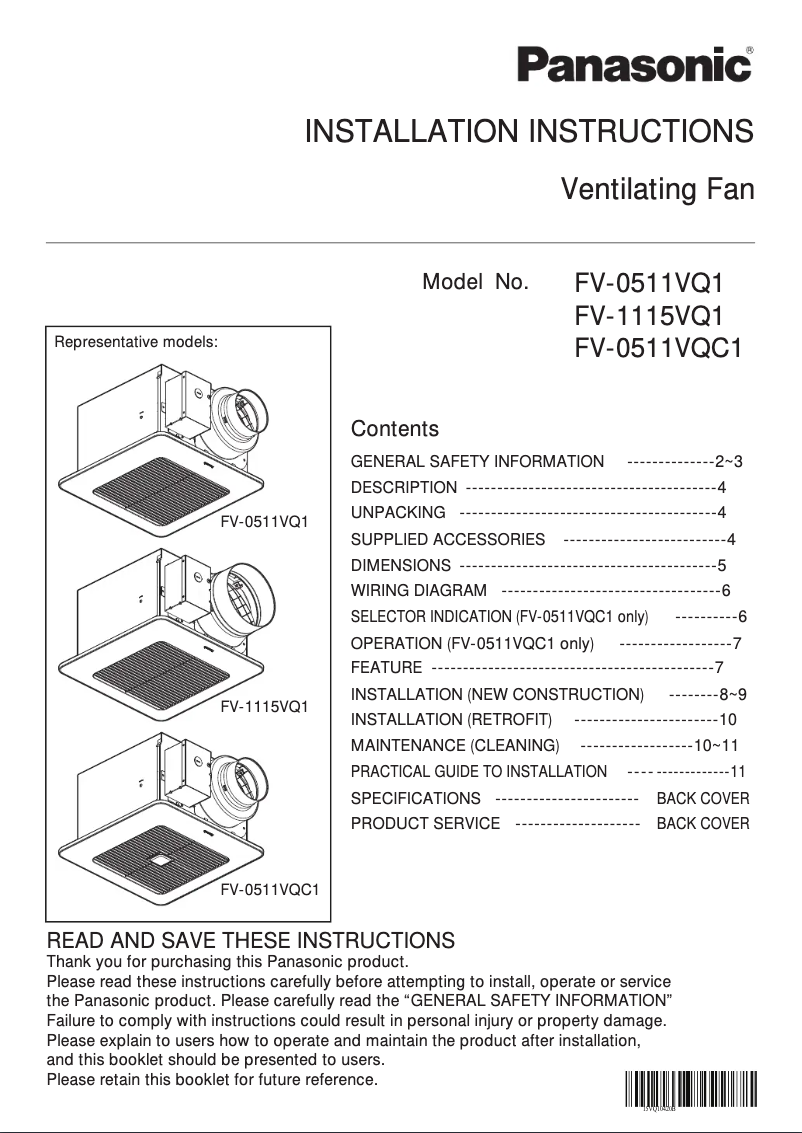 Imagen de la primera página del manual del dispositivo FV-0511VQ1