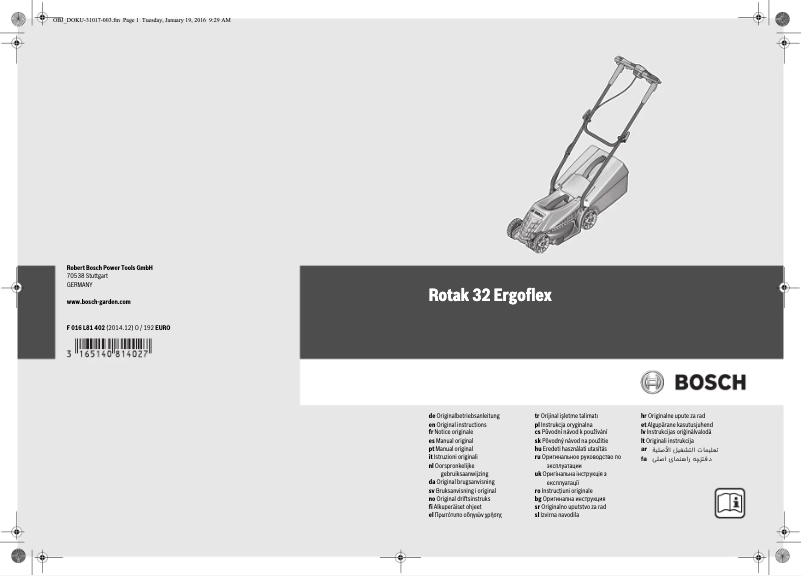 Page n°1 - Manuel utilisateur Bosch Rotak 32 Ergoflex