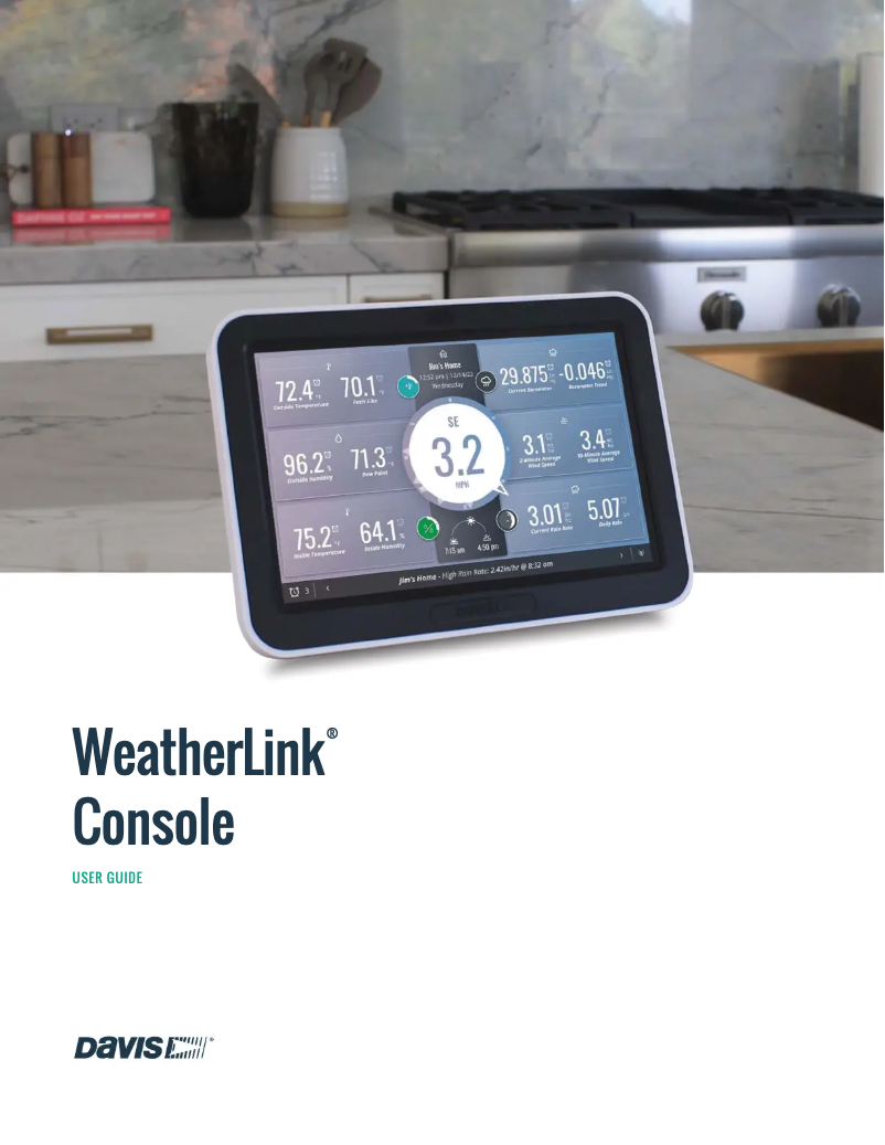 Image de la première page du manuel de l'appareil Weatherlink Touch Console