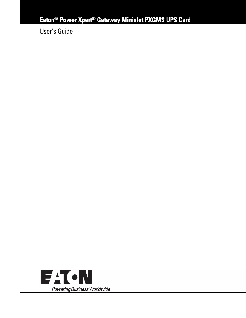 Page 1 de la notice Manuel utilisateur Eaton PXGMSUPS