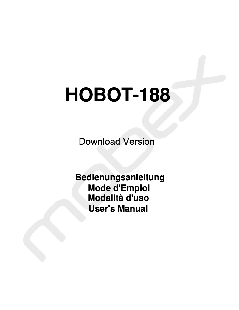 Page n°1 - Manuel utilisateur Hobot 188