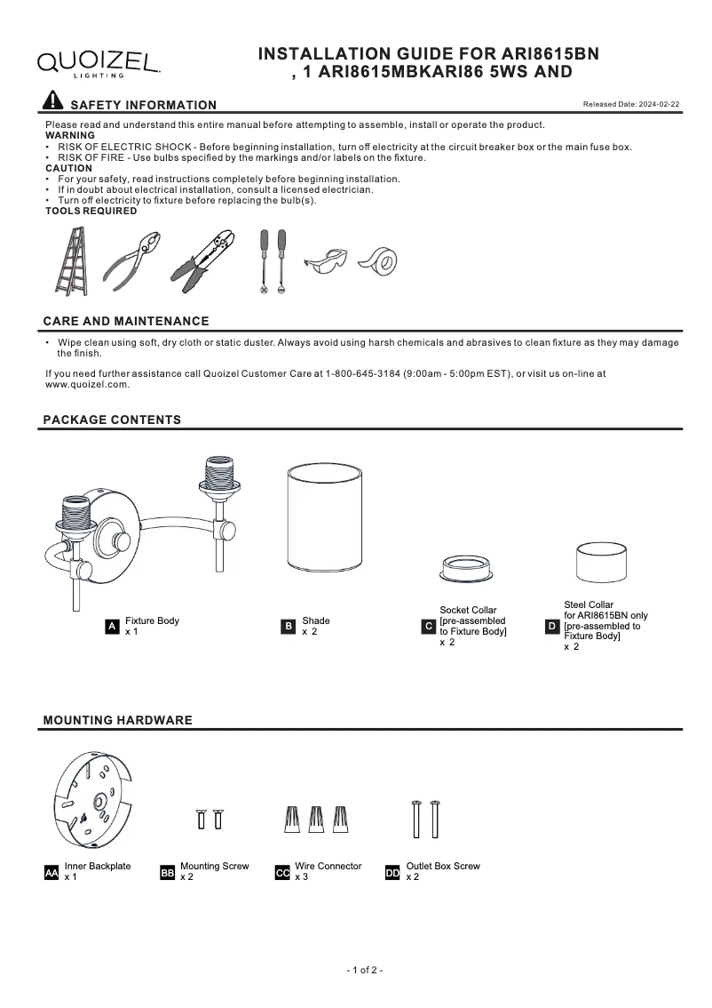 Image de la première page du manuel de l'appareil Aria ARI8615MBK