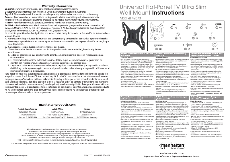 Page 1 de la notice Manuel utilisateur Manhattan 423731