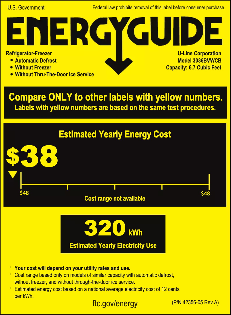 Page n°1 - Label énergétique U-Line U-3036BVWCS-00B