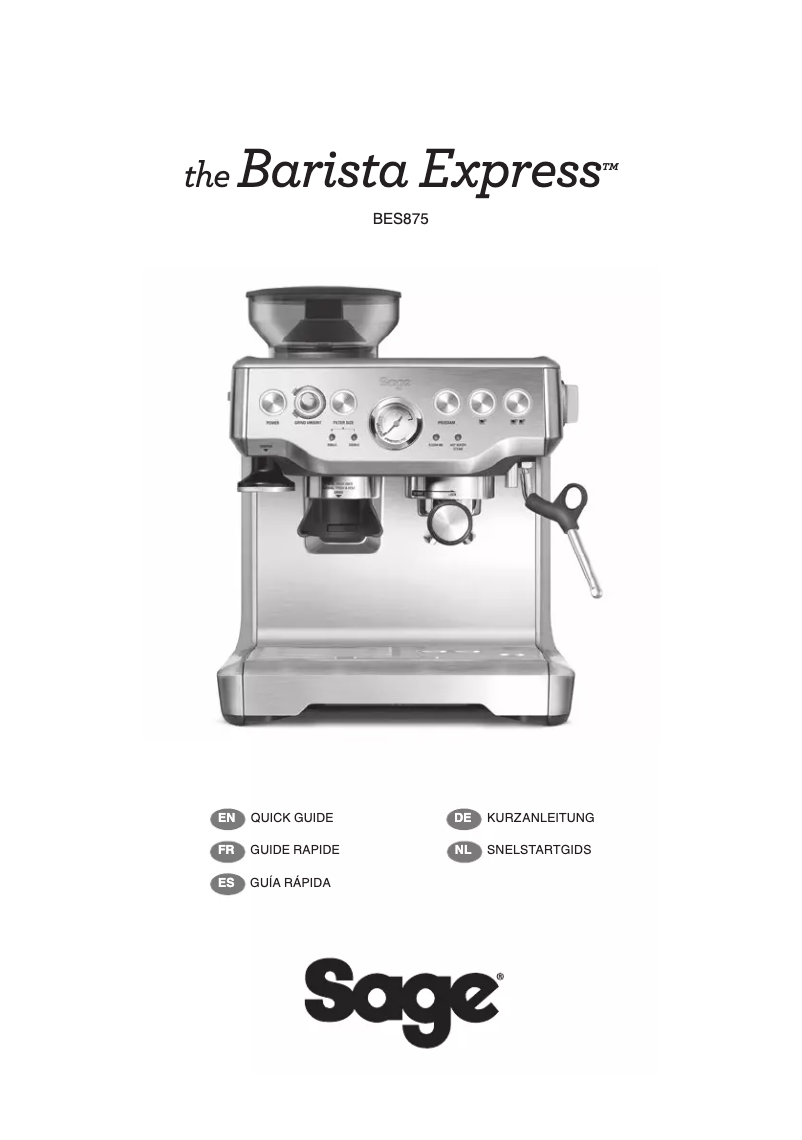 Image de la première page du manuel de l'appareil the Barista Express BES875