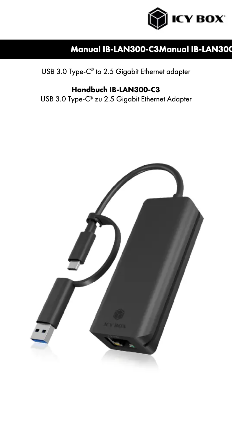Página 1 del manual Manual de usuario Icy Box IB-LAN300-C3