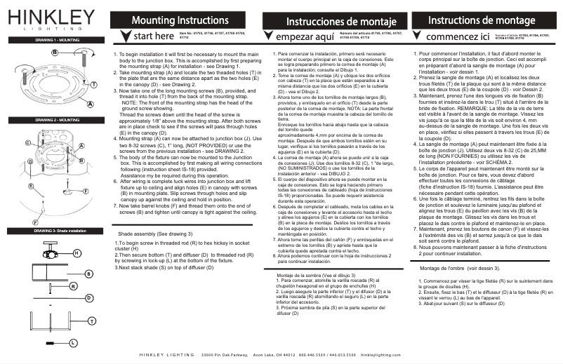 Page n°1 - Manuel utilisateur Hinkley Lighting Axis 41706BK