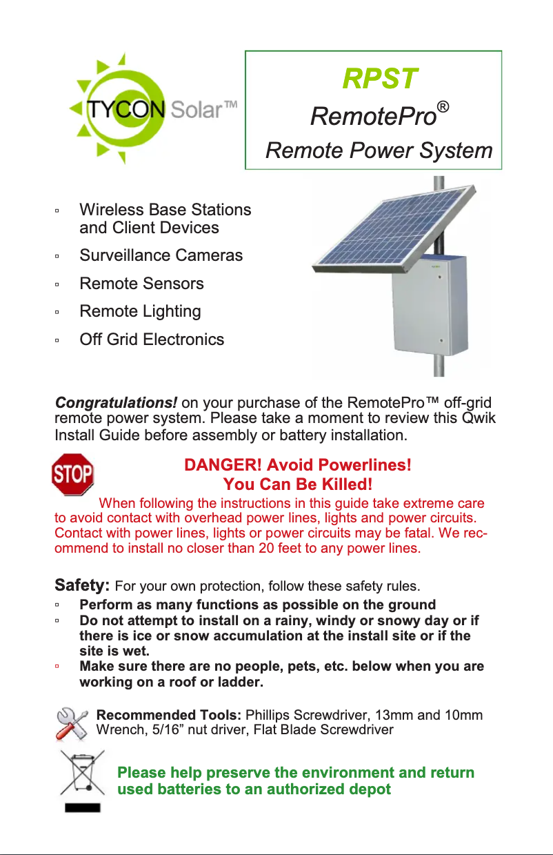 Page n°1 - Manuel utilisateur Tycon Systems RemotePro