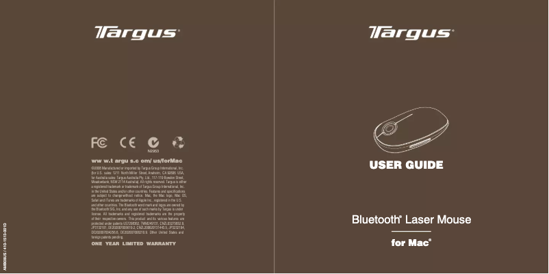 Page 1 de la notice Manuel utilisateur Targus AMB08US