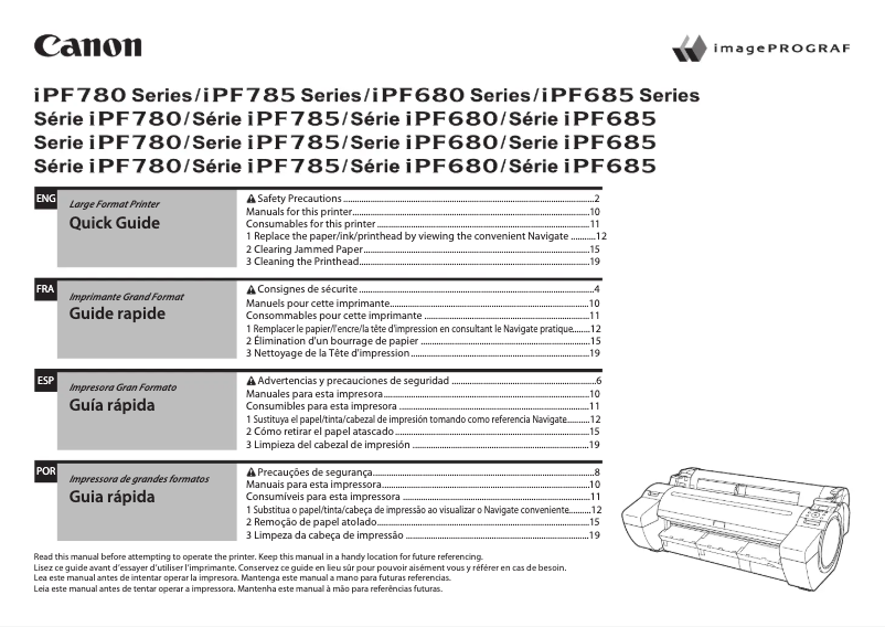 Page 1 de la notice Manuel utilisateur Canon imagePROGRAF iPF685