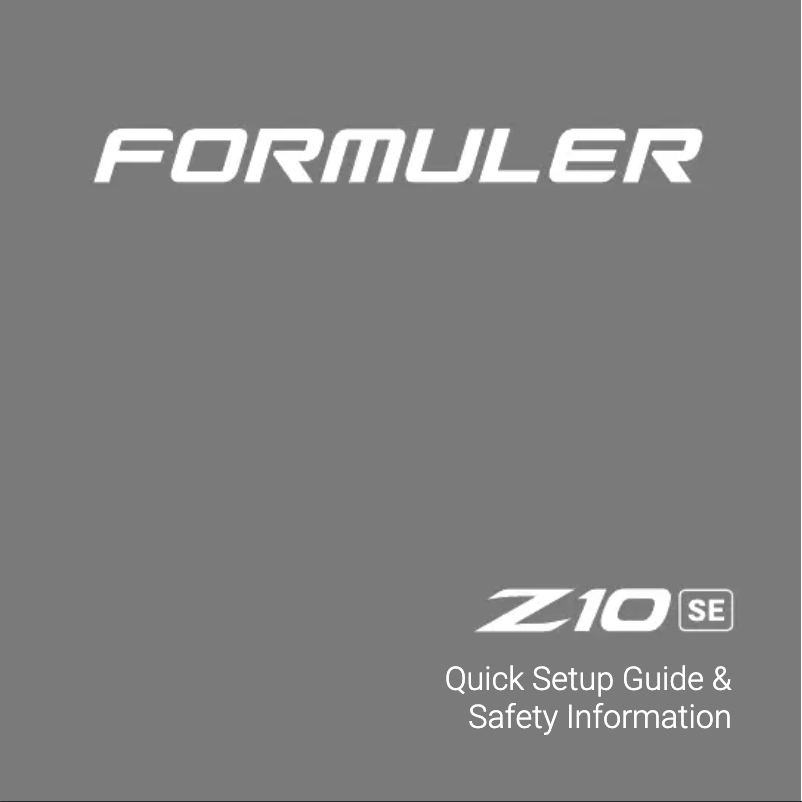 Page n°1 - Manuel utilisateur Formuler Z10 SE