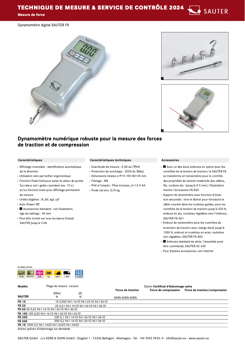 Page 1 de la notice Brochure Kern FK 500