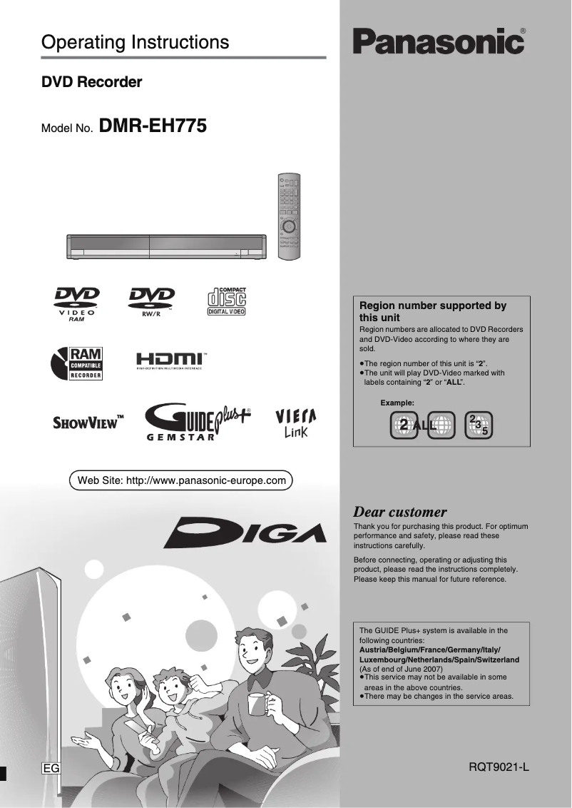 Image de la première page du manuel de l'appareil DMR-EH775