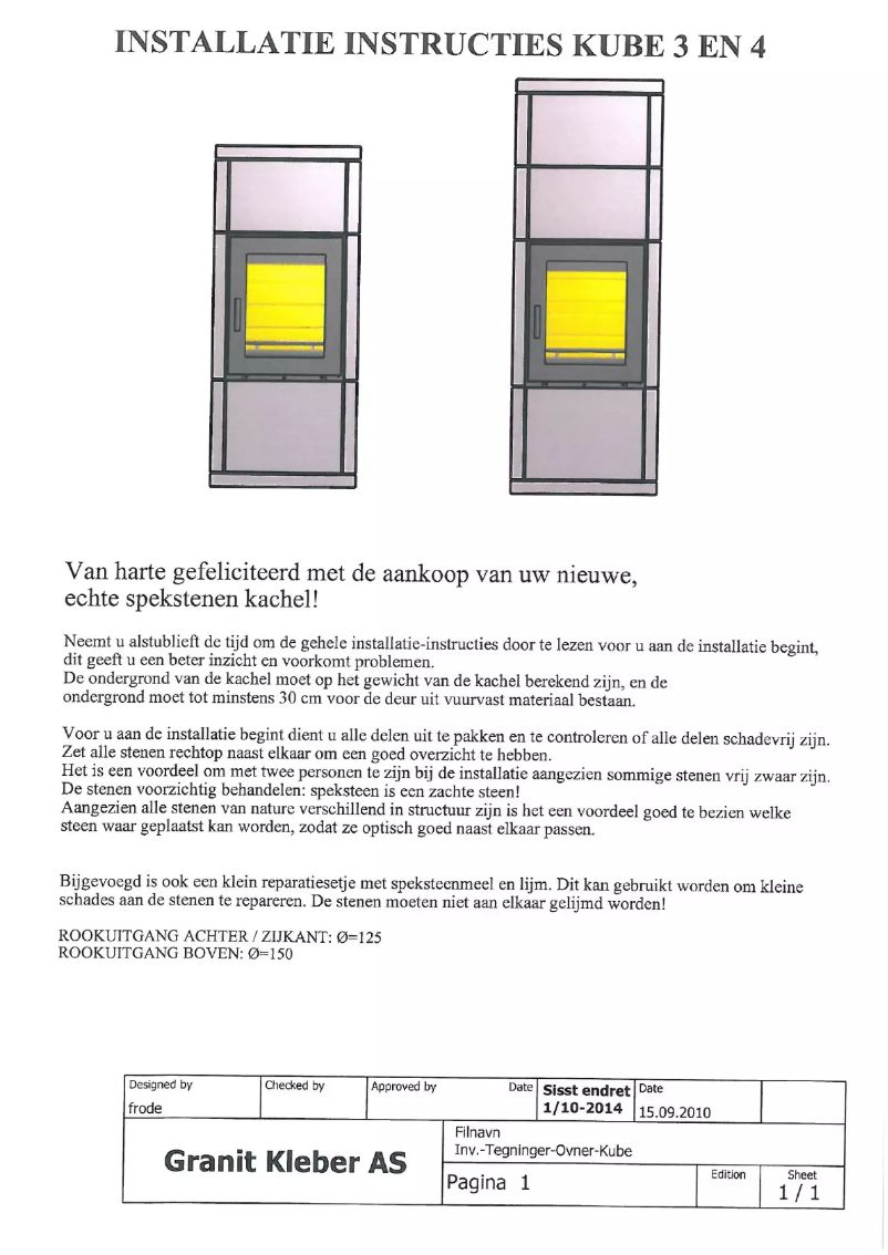 Page n°1 - Manuel utilisateur Norsk Kleber Kube 4