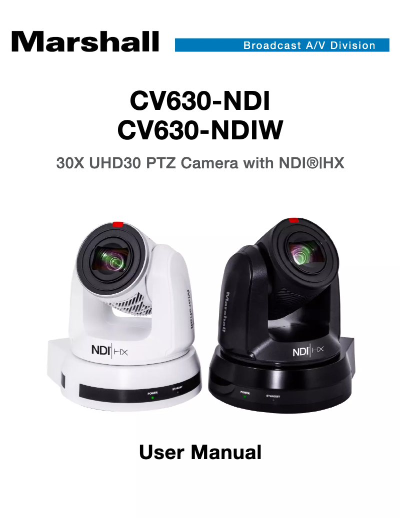 Page 1 de la notice Manuel utilisateur Marshall Electronics CV630-NDIW