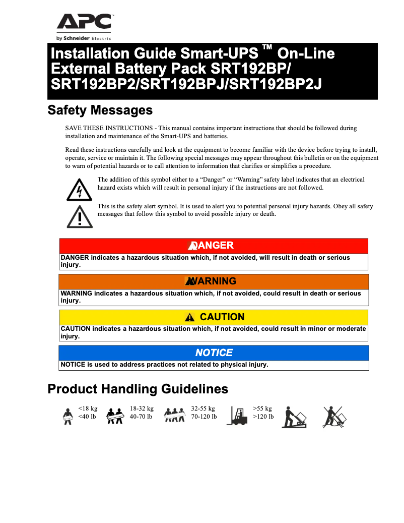 Page 1 de la notice Manuel utilisateur APC Smart-UPS SRT192BP