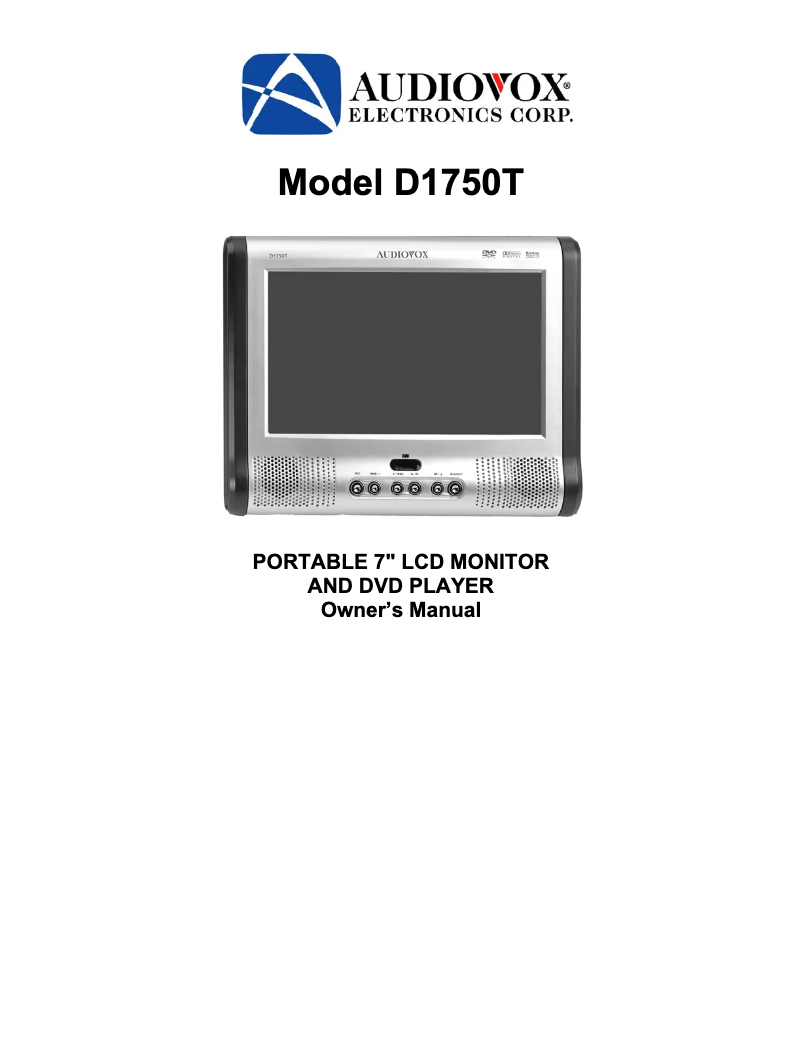 Page n°1 - Manuel utilisateur VOXX D1750T