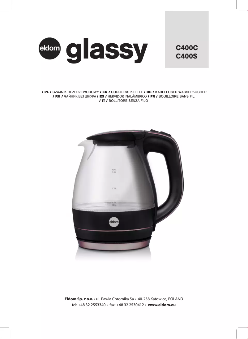 Page 1 de la notice Manuel utilisateur Eldom Glassy C400C