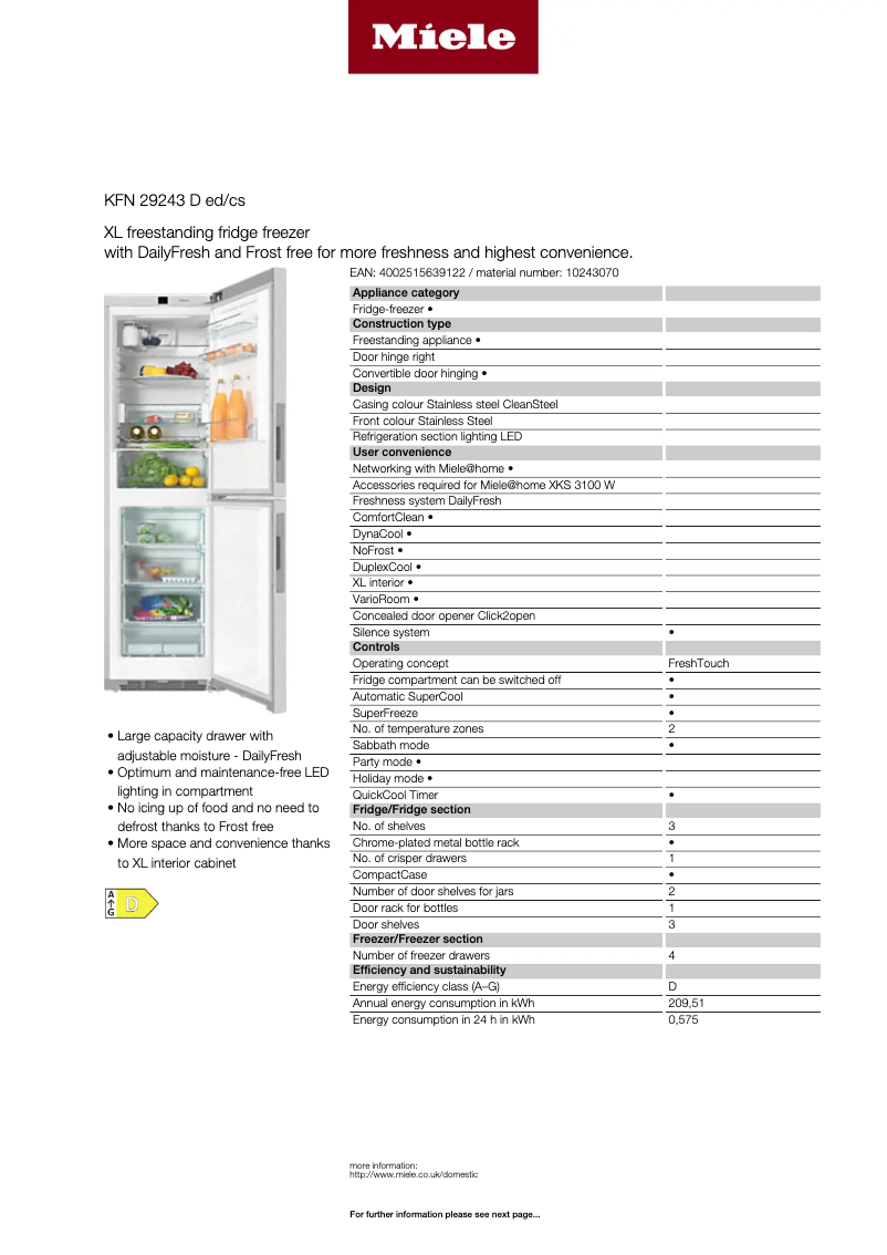 Image de la première page du manuel de l'appareil KFN 29243 D ED/CS