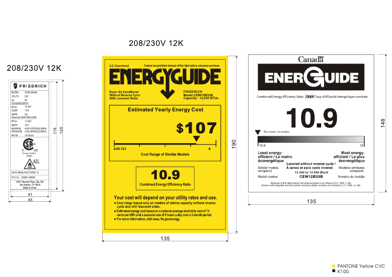 Page n°1 - Label énergétique Friedrich Chill Premier CEW12B33B