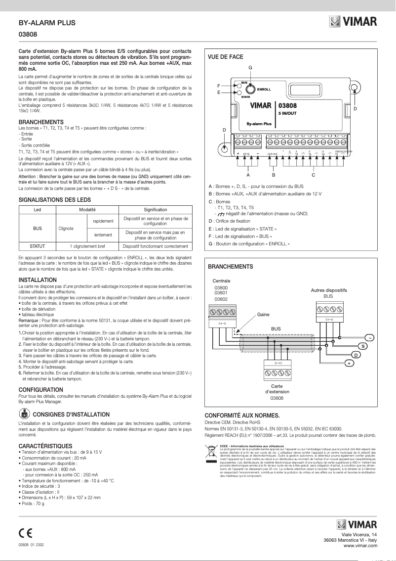Page 1 de la notice Manuel utilisateur Vimar 03808