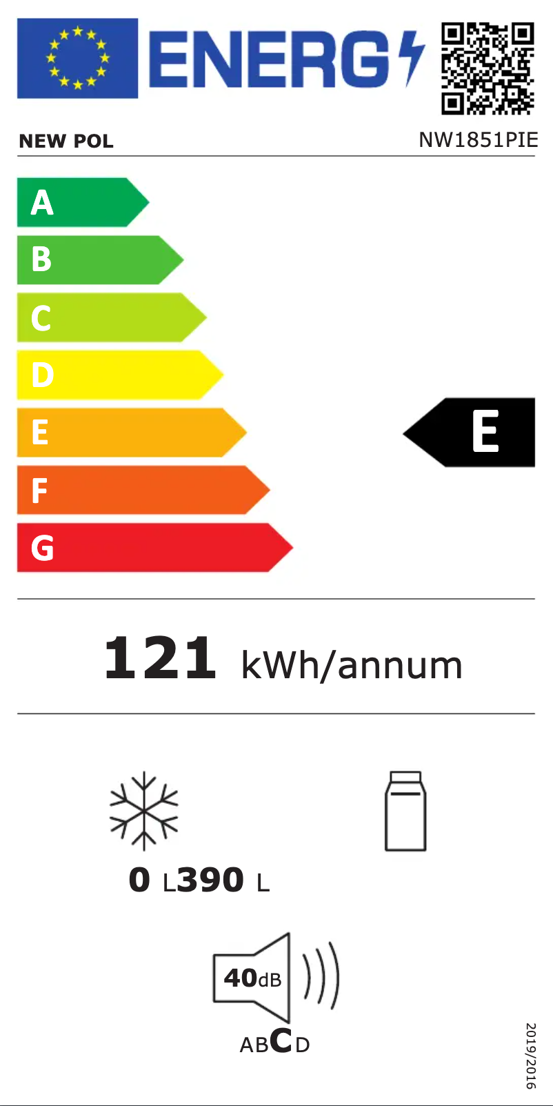 Page n°1 - Label énergétique New Pol NWL1851PIE