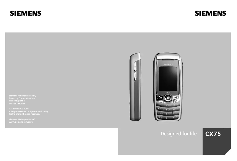 Image de la première page du manuel de l'appareil CX75