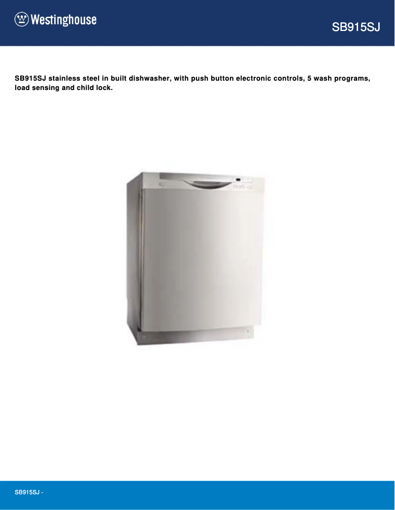 Page n°1 - Manuel utilisateur Westinghouse SB915SJ