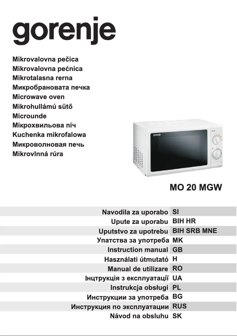 Página 1 del manual Manual de usuario Gorenje MO20MGW
