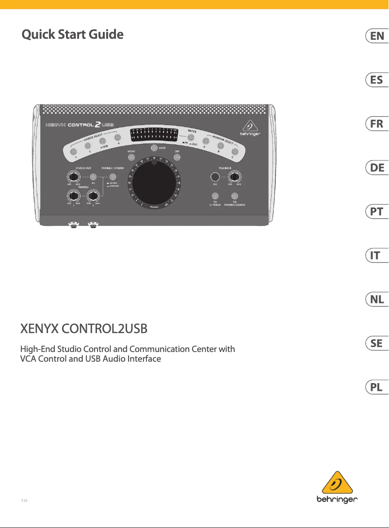 Image de la première page du manuel de l'appareil Xenyx Control2USB