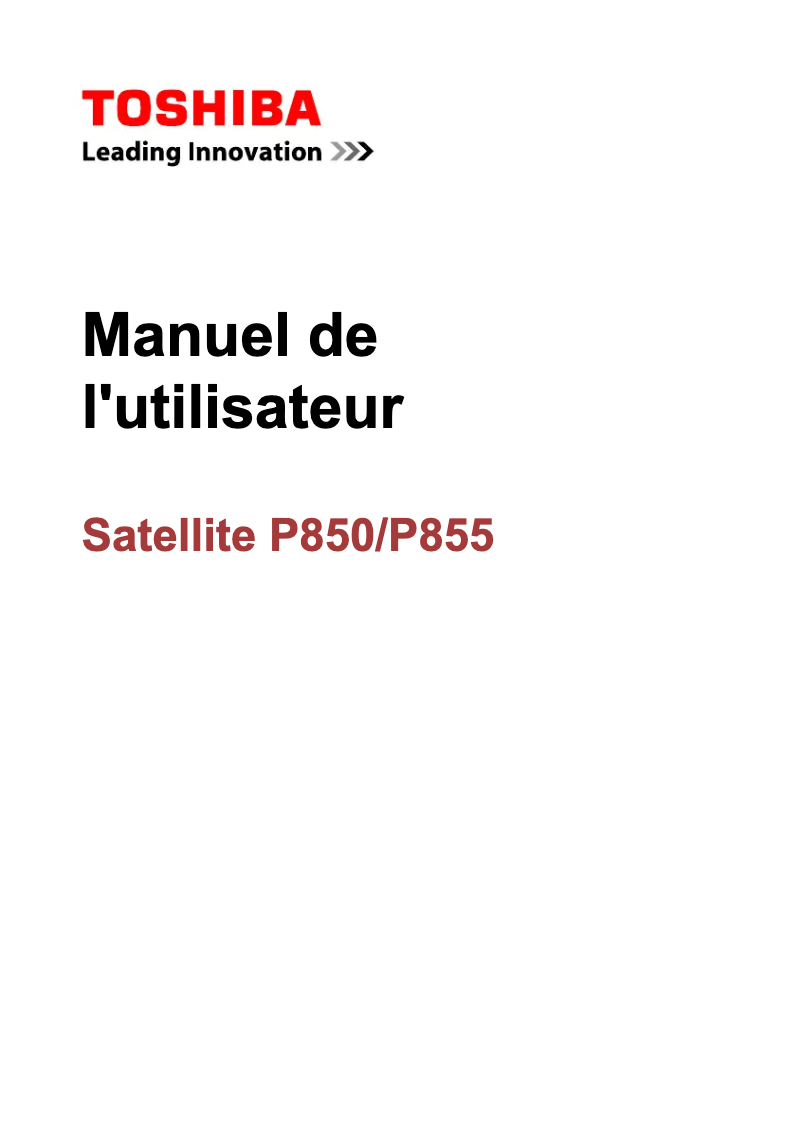 Page 1 de la notice Manuel utilisateur Toshiba Satellite P855
