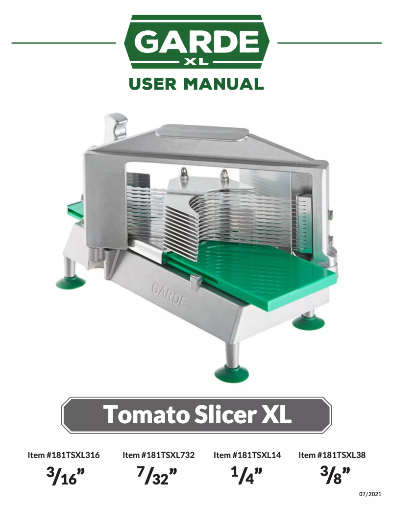 Page n°1 - Manuel utilisateur Garde XL TSXL732