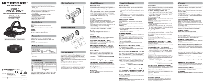 Página 1 del manual Manual de usuario Nitecore HC60
