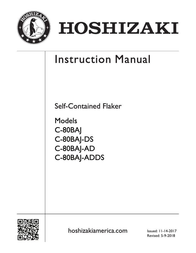 Page 1 de la notice Manuel utilisateur Hoshizaki C-80BAJ-AD