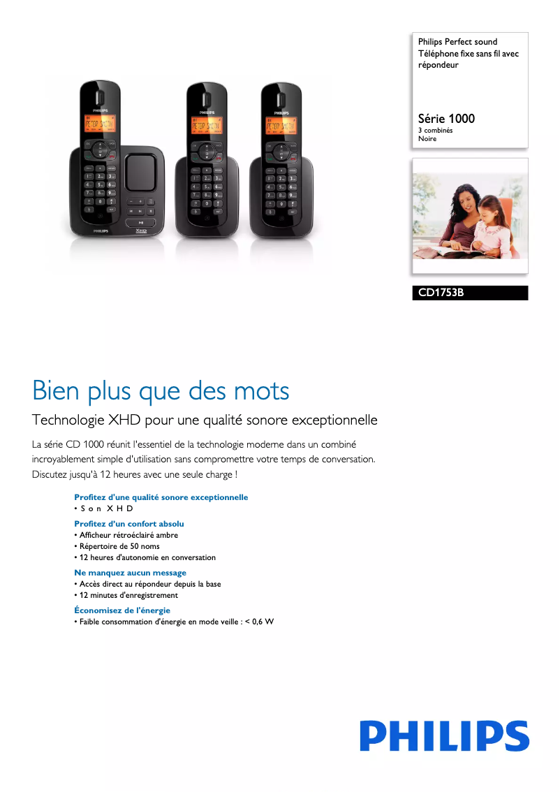 Página 1 del manual Ficha técnica Philips Perfect sound CD1753B