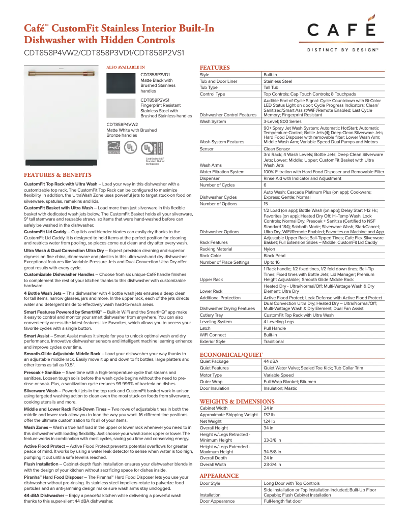 Page n°1 - Fiche technique Café CDT858P2VS1