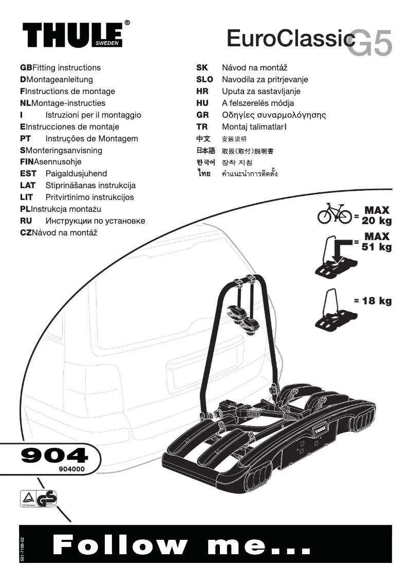 Page n°1 - Manuel utilisateur Thule EuroClassic G5 904
