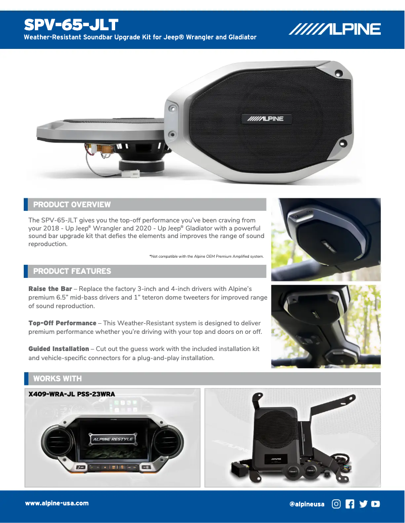 Page n°1 - Fiche technique Alpine SPV-65-JLT
