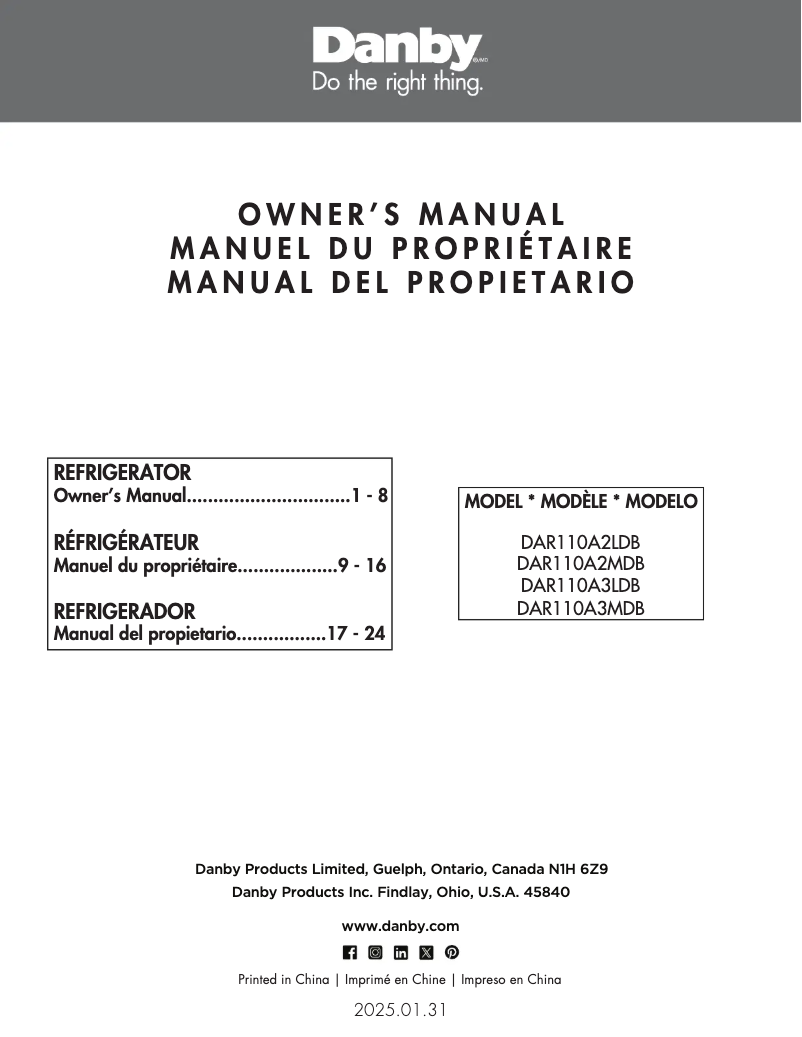 Página 1 del manual Manual de usuario Danby DAR110A2LDB